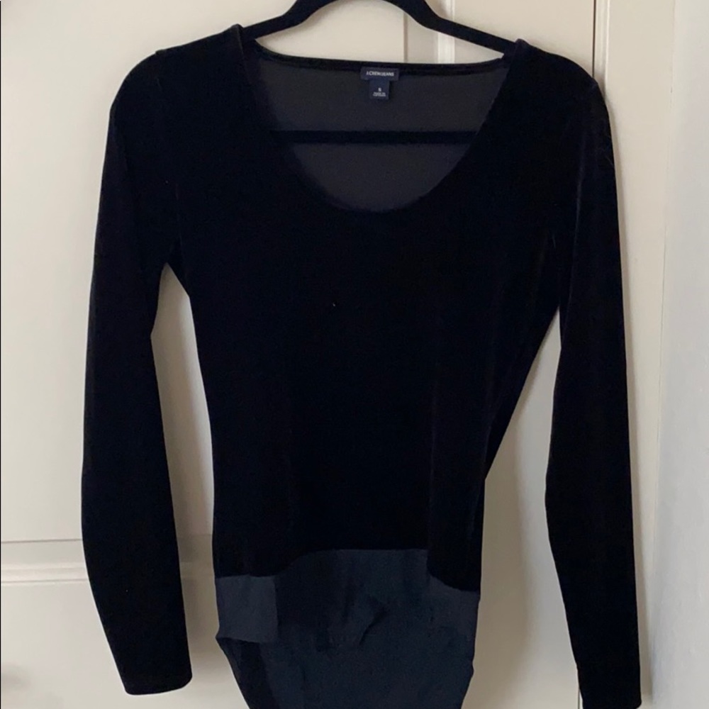 Black J. Crew velvet scoop neck bodysuit
